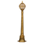 GloboStar® ETOILE 00985 Vintage Φωτιστικό Κολωνάκι Κήπου Μονόφωτο 1 x E27 Μπρονζέ Χρυσό Μεταλλικό Πλέγμα με Μελί Γυάλινη Μπάλα D18 x H102cm - Image 2