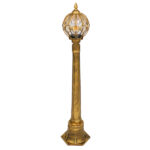 GloboStar® ETOILE 00985 Vintage Φωτιστικό Κολωνάκι Κήπου Μονόφωτο 1 x E27 Μπρονζέ Χρυσό Μεταλλικό Πλέγμα με Μελί Γυάλινη Μπάλα D18 x H102cm - Image 3