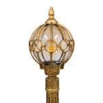 GloboStar® ETOILE 00985 Vintage Φωτιστικό Κολωνάκι Κήπου Μονόφωτο 1 x E27 Μπρονζέ Χρυσό Μεταλλικό Πλέγμα με Μελί Γυάλινη Μπάλα D18 x H102cm - Image 5