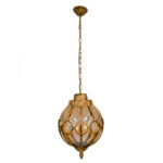 GLOBOSTAR® ETOILE 00987 Vintage Κρεμαστό Φωτιστικό Οροφής με Ντουί 1 x E27 AC 220-240V IP20 - Μπρούτζινο Εφέ Σκουριάς & Μελί - Μ28 x Π28 x Y38cm - Image 2