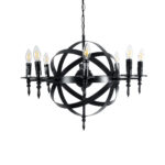 GLOBOSTAR® ESTELLE 01003 Vintage Κρεμαστό Φωτιστικό Οροφής με Ντουί 8 x E14 AC 220-240V IP20 - Μαύρο - Μ65 x Π65 x Y50cm - Image 5
