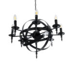 GLOBOSTAR® ESTELLE 01003 Vintage Κρεμαστό Φωτιστικό Οροφής με Ντουί 8 x E14 AC 220-240V IP20 - Μαύρο - Μ65 x Π65 x Y50cm - Image 6