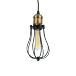 GLOBOSTAR® CAMBER 01016 Vintage Κρεμαστό Φωτιστικό Οροφής με Ντουί 1 x E27 AC 220-240V IP20 - Μαύρο & Χρυσό - Μ12 x Π12 x Υ18cm - Image 2
