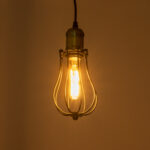 GLOBOSTAR® CAMBER 01016 Vintage Κρεμαστό Φωτιστικό Οροφής με Ντουί 1 x E27 AC 220-240V IP20 - Μαύρο & Χρυσό - Μ12 x Π12 x Υ18cm - Image 3
