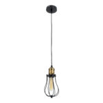 GLOBOSTAR® CAMBER 01016 Vintage Κρεμαστό Φωτιστικό Οροφής με Ντουί 1 x E27 AC 220-240V IP20 - Μαύρο & Χρυσό - Μ12 x Π12 x Υ18cm - Image 4
