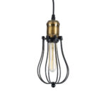 GLOBOSTAR® CAMBER 01016 Vintage Κρεμαστό Φωτιστικό Οροφής με Ντουί 1 x E27 AC 220-240V IP20 - Μαύρο & Χρυσό - Μ12 x Π12 x Υ18cm - Image 5