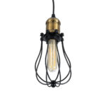 GLOBOSTAR® CAMBER 01016 Vintage Κρεμαστό Φωτιστικό Οροφής με Ντουί 1 x E27 AC 220-240V IP20 - Μαύρο & Χρυσό - Μ12 x Π12 x Υ18cm - Image 6