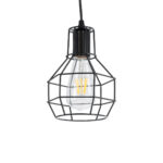 GLOBOSTAR® CAGE 01017 Vintage Κρεμαστό Φωτιστικό Οροφής με Ντουί 1 x E27 AC 220-240V IP20 - Μαύρο - Μ15 x Π15 x Υ20cm - Image 2