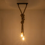 GLOBOSTAR® ROPE 01019 Boho Κρεμαστό Φωτιστικό Οροφής με Ντουί 2 x E27 AC 220-240V IP20 - Μπεζ - Μ38 x Π3.5 x Υ200cm - Image 2