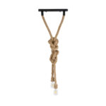 GLOBOSTAR® ROPE 01019 Boho Κρεμαστό Φωτιστικό Οροφής με Ντουί 2 x E27 AC 220-240V IP20 - Μπεζ - Μ38 x Π3.5 x Υ200cm - Image 3