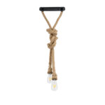 GLOBOSTAR® ROPE 01019 Boho Κρεμαστό Φωτιστικό Οροφής με Ντουί 2 x E27 AC 220-240V IP20 - Μπεζ - Μ38 x Π3.5 x Υ200cm - Image 4