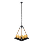 GLOBOSTAR® DOME 10001021 Vintage Κρεμαστό Φωτιστικό Οροφής με Ντουί 9 x E27 AC 220-240V IP20 - Μπεζ & Μαύρο - Μ68 x Π60 x Υ50cm - Image 4