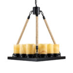 GLOBOSTAR® DOME 10001021 Vintage Κρεμαστό Φωτιστικό Οροφής με Ντουί 9 x E27 AC 220-240V IP20 - Μπεζ & Μαύρο - Μ68 x Π60 x Υ50cm - Image 5