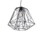 GLOBOSTAR® GRID 01022 Vintage Κρεμαστό Φωτιστικό Οροφής με Ντουί 1 x E27 AC 220-240V IP20 - Μαύρο - Μ40 x Π40 x Υ33cm - Image 2