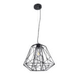 GLOBOSTAR® GRID 01022 Vintage Κρεμαστό Φωτιστικό Οροφής με Ντουί 1 x E27 AC 220-240V IP20 - Μαύρο - Μ40 x Π40 x Υ33cm - Image 4