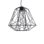 GLOBOSTAR® GRID 01022 Vintage Κρεμαστό Φωτιστικό Οροφής με Ντουί 1 x E27 AC 220-240V IP20 - Μαύρο - Μ40 x Π40 x Υ33cm - Image 5