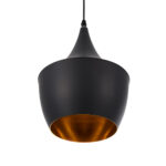 GLOBOSTAR® SHANGHAI 01025-A Μοντέρνο Κρεμαστό Φωτιστικό Οροφής με Ντουί 1 x E27 AC 220-240V IP20 - Μαύρο & Χρυσό - Μ24 x Π24 x Υ30cm - Image 6