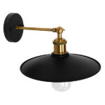 GLOBOSTAR® MINIMALL 01039 Vintage Φωτιστικό Τοίχου - Απλίκα με Ντουί 1 x E27 AC 220-240V IP20 - Μαύρο & Χρυσό - Μ22 x Π39 x Υ18cm - Image 3