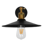 GLOBOSTAR® MINIMALL 01039 Vintage Φωτιστικό Τοίχου - Απλίκα με Ντουί 1 x E27 AC 220-240V IP20 - Μαύρο & Χρυσό - Μ22 x Π39 x Υ18cm - Image 5