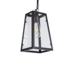 GLOBOSTAR® LIMA 01040 Vintage Κρεμαστό Φωτιστικό Οροφής με Ντουί 1 x E27 AC 220-240V IP20 - Μαύρο & Διάφανο - Μ17 x Π14 x Υ26cm - Image 2