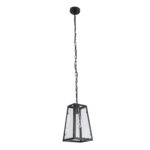 GLOBOSTAR® LIMA 01040 Vintage Κρεμαστό Φωτιστικό Οροφής με Ντουί 1 x E27 AC 220-240V IP20 - Μαύρο & Διάφανο - Μ17 x Π14 x Υ26cm - Image 4