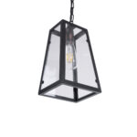 GLOBOSTAR® LIMA 01040 Vintage Κρεμαστό Φωτιστικό Οροφής με Ντουί 1 x E27 AC 220-240V IP20 - Μαύρο & Διάφανο - Μ17 x Π14 x Υ26cm - Image 6