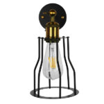 GLOBOSTAR® CATEL 01054 Vintage Φωτιστικό Τοίχου - Απλίκα με Ντουί 1 x E27 AC 220-240V IP20 - Μαύρο & Χρυσό - Μ15 x Π26 x Υ31cm - Image 6