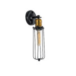 GLOBOSTAR® CATEL 01055 Vintage Φωτιστικό Τοίχου - Απλίκα με Ντουί 1 x E27 AC 220-240V IP20 - Μαύρο & Χρυσό - Μ11 x Π10.5 x Υ36cm - Image 2
