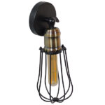 GLOBOSTAR® CATEL 01056 Vintage Φωτιστικό Τοίχου - Απλίκα με Ντουί 1 x E27 AC 220-240V IP20 - Μαύρο & Χρυσό - Μ12 x 15 x Υ32cm - Image 5