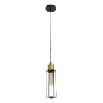 GLOBOSTAR® KLECE 01057 Vintage Κρεμαστό Φωτιστικό Οροφής με Ντουί 1 x E27 AC 220-240V IP20 - Μαύρο & Χρυσό - Μ8 x Π8 x Υ28cm - Image 4