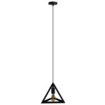 GLOBOSTAR® TRIANGLE 01063 Μοντέρνο Κρεμαστό Φωτιστικό Οροφής με Ντουί 1 x E27 AC 220-240V IP20 - Μαύρο - Μ25 x Π25 x Y21cm - Image 2