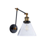 GLOBOSTAR® BINGLEY 01068 Vintage Φωτιστικό Τοίχου - Απλίκα με Ντουί 1 x E27 AC 220-240V IP20 - Διάφανο & Χρυσό - Μ18 x Π40 x Υ43cm - Image 2