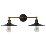 GLOBOSTAR® MINIMALL 01069 Vintage Φωτιστικό Τοίχου - Απλίκα με Ντουί 2 x E27 AC 220-240V IP20 - Μαύρο & Χρυσό - Μ30 x Π60 x Υ18cm - Image 2