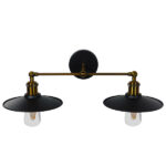 GLOBOSTAR® MINIMALL 01069 Vintage Φωτιστικό Τοίχου - Απλίκα με Ντουί 2 x E27 AC 220-240V IP20 - Μαύρο & Χρυσό - Μ30 x Π60 x Υ18cm - Image 3