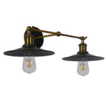 GLOBOSTAR® MINIMALL 01069 Vintage Φωτιστικό Τοίχου - Απλίκα με Ντουί 2 x E27 AC 220-240V IP20 - Μαύρο & Χρυσό - Μ30 x Π60 x Υ18cm - Image 4