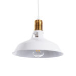 GLOBOSTAR® ANER 01072 Vintage Κρεμαστό Φωτιστικό Οροφής με Ντουί 1 x E27 AC 220-240V IP20 - Λευκό & Χρυσό - Μ27.5 x Π27.5 x Υ19cm - Image 2