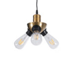 GLOBOSTAR® COPPER 01076 Vintage Κρεμαστό Φωτιστικό Οροφής με Ντουί 3 x E27 AC 220-240V IP20 - Χρυσό & Μαύρο - Μ14 x Π14 x Υ13cm - Image 2