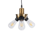 GLOBOSTAR® COPPER 01076 Vintage Κρεμαστό Φωτιστικό Οροφής με Ντουί 3 x E27 AC 220-240V IP20 - Χρυσό & Μαύρο - Μ14 x Π14 x Υ13cm - Image 5