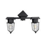 GLOBOSTAR® TORO 01079 Vintage Φωτιστικό Τοίχου - Απλίκα με Ντουί 2 x E27 AC 220-240V IP20 - Μαύρο - Μ44 x Π33 x Υ21cm - Image 4