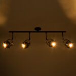 GLOBOSTAR® CANNES 01082 Μοντέρνο Φωτιστικό Οροφής με Ντουί 4 x E27 AC 220-240V IP20 - Μαύρο - Μ108 x Π12 x Υ48cm - Image 3