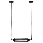 GLOBOSTAR® TUBING 01085 Vintage Κρεμαστό Φωτιστικό Οροφής με Ντουί 1 x E27 AC 220-240V IP20 - Μαύρο - Μ43 x Π11 x Υ11cm - Image 2