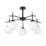 GLOBOSTAR® LUNA 01088 Μοντέρνο Φωτιστικό Οροφής με Ντουί 5 x E27 AC 220-240V IP20 - Λευκό & Μαύρο - Μ60 x Π60 x Υ43cm - Image 2