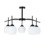 GLOBOSTAR® LUNA 01088 Μοντέρνο Φωτιστικό Οροφής με Ντουί 5 x E27 AC 220-240V IP20 - Λευκό & Μαύρο - Μ60 x Π60 x Υ43cm - Image 4