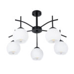 GLOBOSTAR® LUNA 01088 Μοντέρνο Φωτιστικό Οροφής με Ντουί 5 x E27 AC 220-240V IP20 - Λευκό & Μαύρο - Μ60 x Π60 x Υ43cm - Image 5