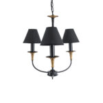 GLOBOSTAR® LIMI 01091 Vintage Κρεμαστό Φωτιστικό Οροφής με Ντουί 3 x E14 AC 220-240V IP20 - Μαύρο & Χρυσό - Μ55 x Π55 x Υ55cm - Image 5