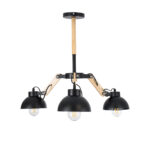 GLOBOSTAR® OLD SCHOOL 01093 Μοντέρνο Φωτιστικό Οροφής με Ντουί 3 x E27 AC 220-240V IP20 - Μαύρο & Μπεζ - Μ75 x Π75 x Υ35cm - Image 5