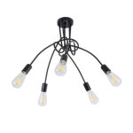 GLOBOSTAR® PAULELI 01127 Μοντέρνο Φωτιστικό Οροφής με Ντουί 5 x E27 AC 220-240V IP20 - Μαύρο - Μ76 x Π76 x Υ45cm - Image 5