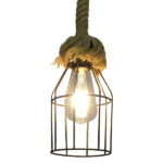 GLOBOSTAR® LAICO 01129 Vintage Κρεμαστό Φωτιστικό Οροφής με Ντουί 1 x E27 AC 220-240V IP20 - Μπρούτζινο & Μπεζ - Μ12 x Π12 x Υ100cm - Image 2