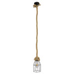 GLOBOSTAR® LAICO 01129 Vintage Κρεμαστό Φωτιστικό Οροφής με Ντουί 1 x E27 AC 220-240V IP20 - Μπρούτζινο & Μπεζ - Μ12 x Π12 x Υ100cm - Image 3