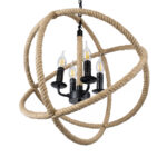 GLOBOSTAR® VITRUVIAN 01141 Boho Κρεμαστό Φωτιστικό Οροφής με Ντουί 4 x E14 AC 220-240V IP20 - Μαύρο & Μπεζ - Μ53 x Π53 x Υ53cm - Image 6